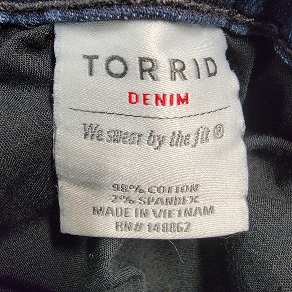 Torrid Dark Blue Denim Rinse Stretch Classic Mid Rise Slim Boyfriend Jeans - Picture 15 of 16